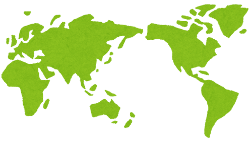 大陸と海が描かれた世界地図のイラスト